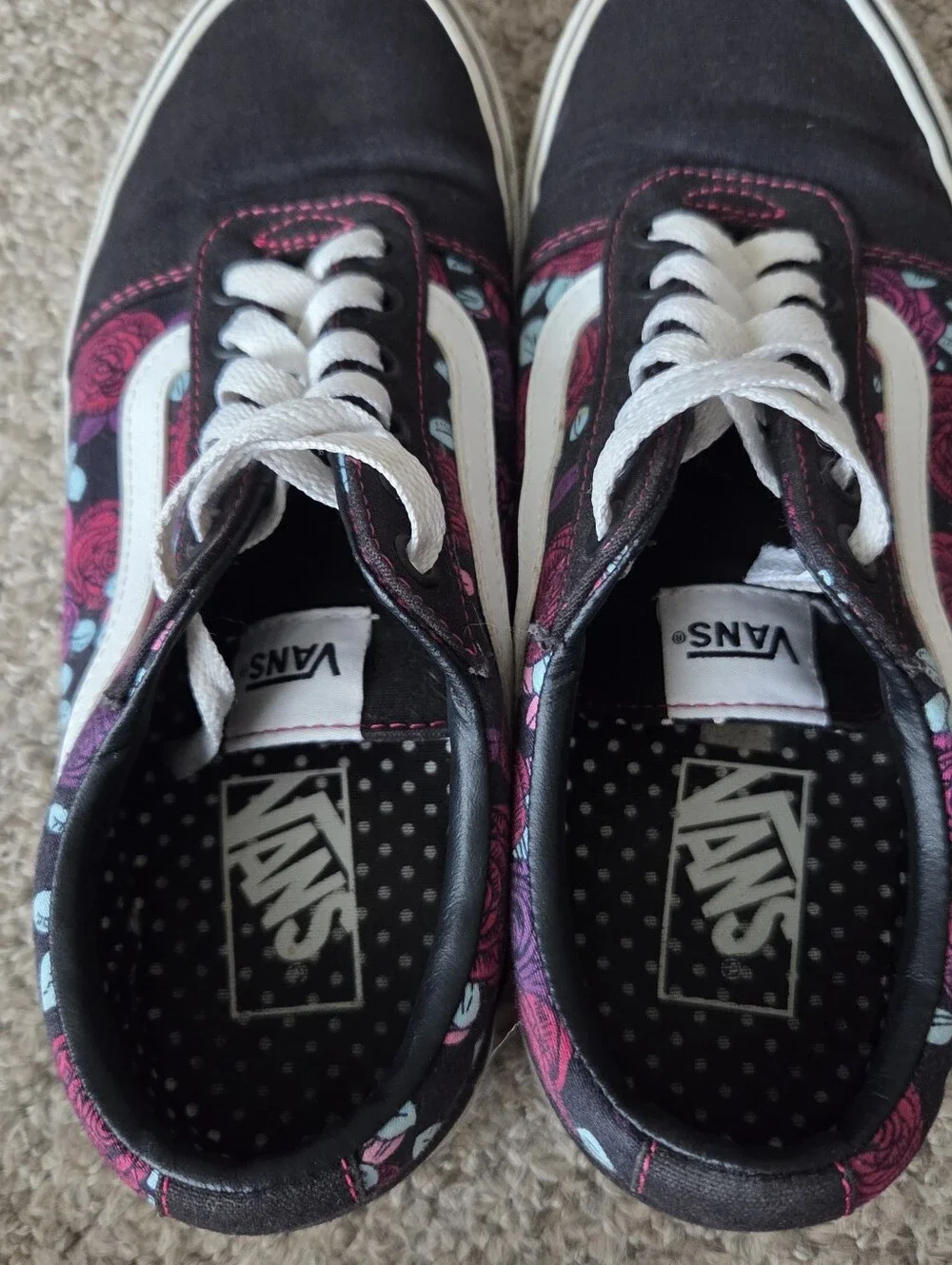 VANS Ward Romantic Floral Rose Print Sneakers Low Skate Shoes Womens Size 9.5